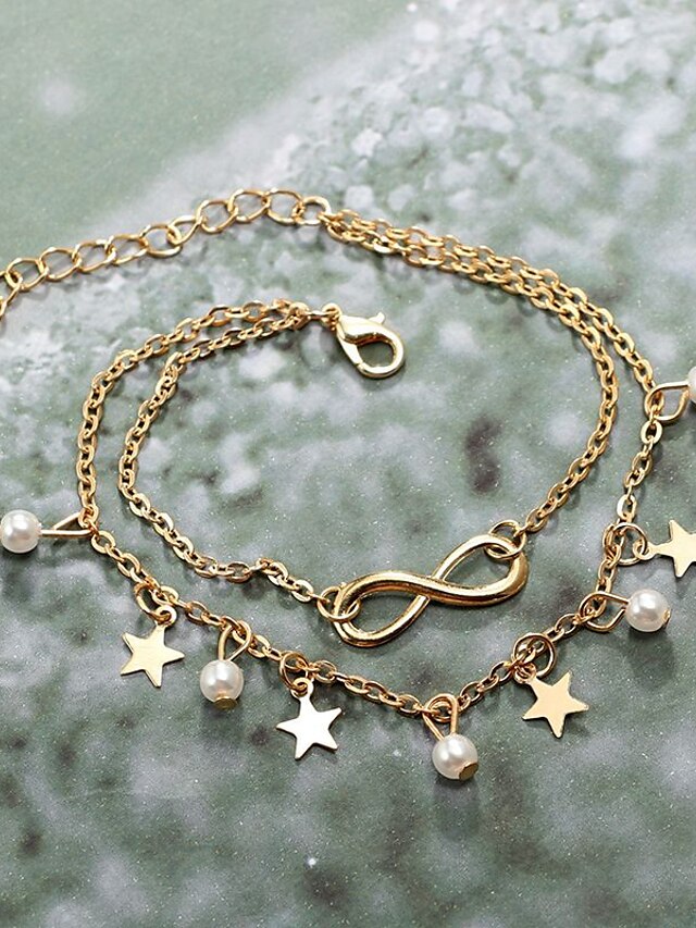 Ankle Bracelet Stylish Simple Women's Body Jewelry For Daily Beach Classic Alloy Star Gold 1pcs