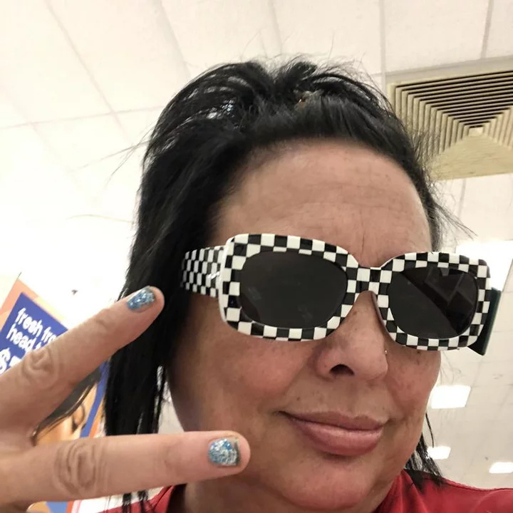 Checkerboard Print Rectangle Sunglasses