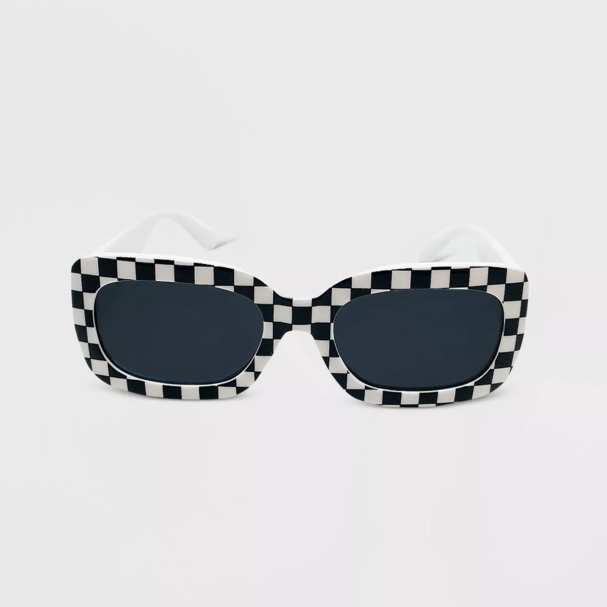 Checkerboard Print Rectangle Sunglasses