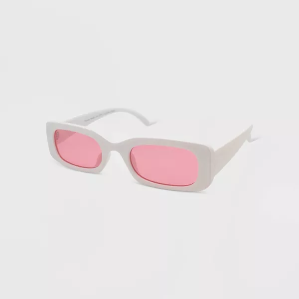 Women's Solid Plastic Rectangle Sunglasses