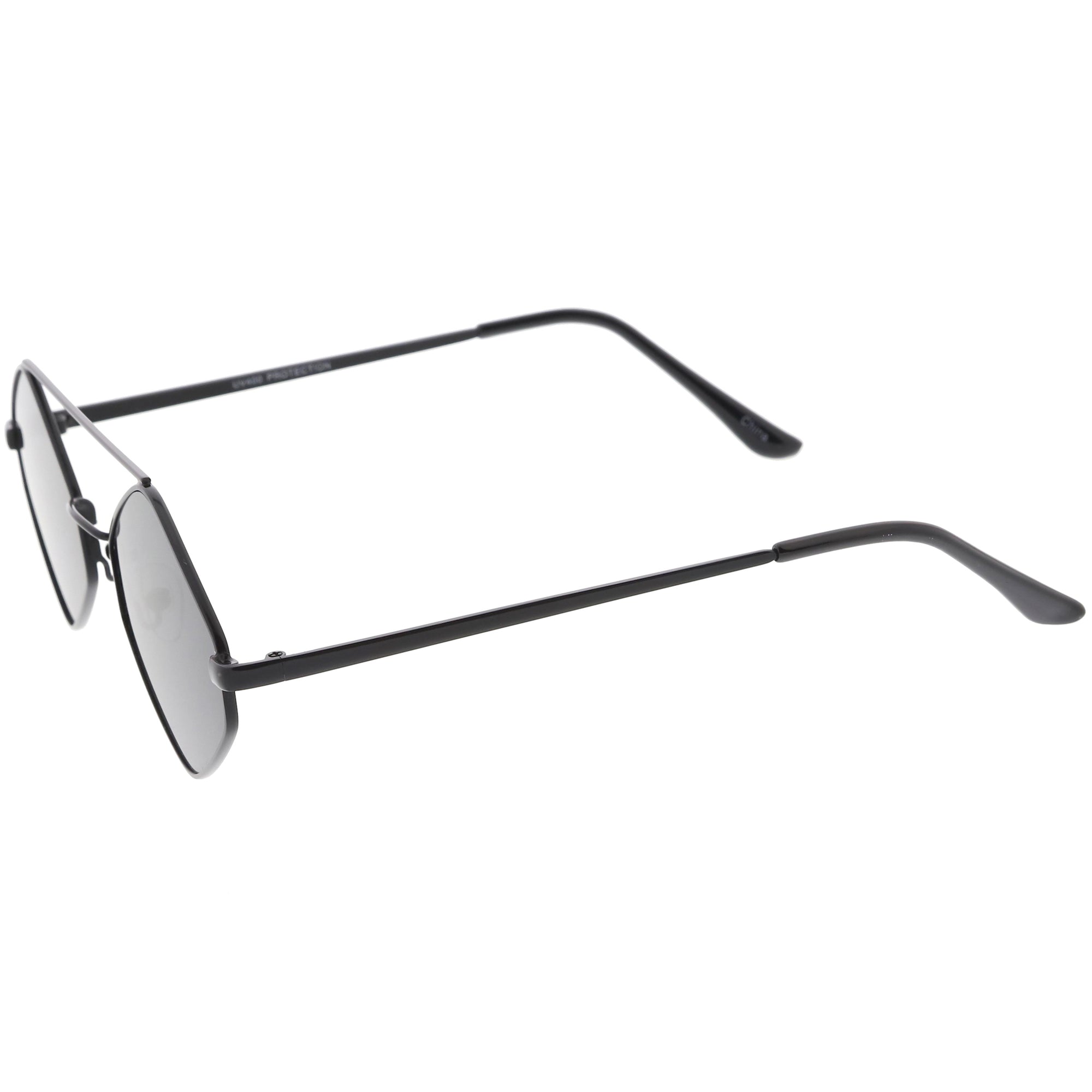 Retro Geometric Hexagon Diamond Shaped Flat Lens Sunglasses